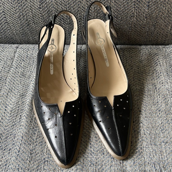 Mosquitos Women’s Black Perforated Leather Sling Back kittens Shoes Size: 5 - Picture 9 of 13